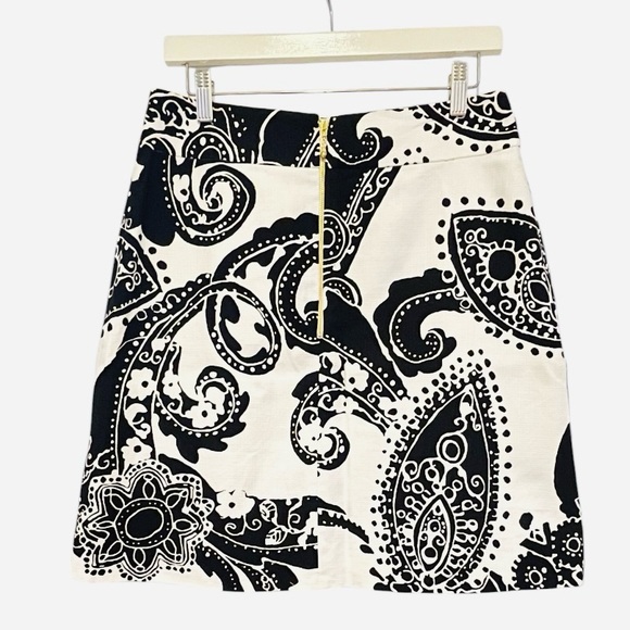 Kate Spade Skirt the Rules Cotton Short Skirt Size 10 Black White Print NWOT - Picture 2 of 7